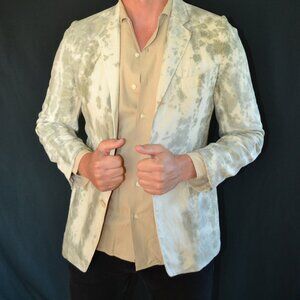Dolce Gabbana 48 linen blazer suit camo resort safari jacket Med L 40 tan brown